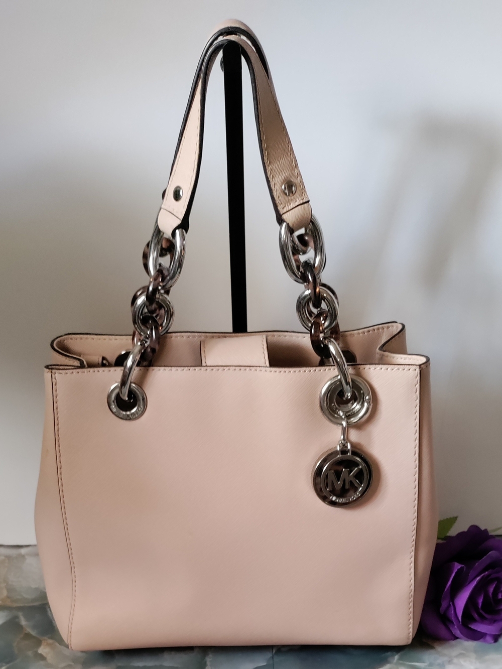 Michael Kors Cynthia Small Saffiano Leather Satchel Blush Pink